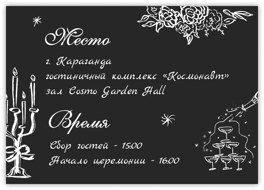 Карточка с местом и временем